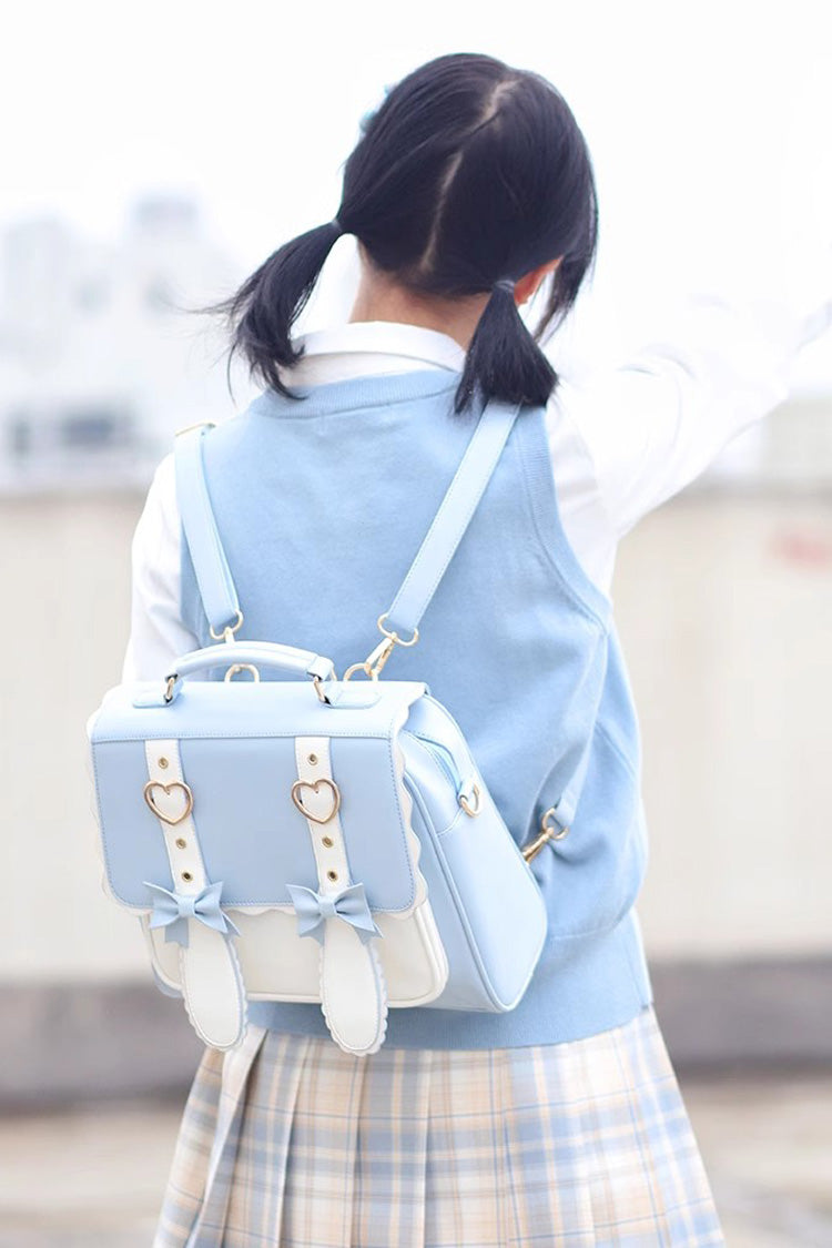 White/Blue Bunny Castle Bowknot Sweet Lolita Backpack - Product - 5