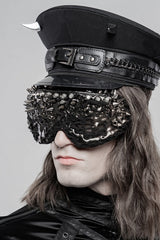 Black Rivets Leather Buckle Men's Steampunk Military Hat - Product - 3
