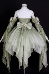 Green Halterneck Sleeveless Bowknot Lace Irregular Sweet Chinese Style Lolita Jsk Dress - Product - 4