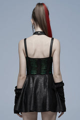 Sleeveless Stitching Spider Web Ripped Women's Gothic Dress 3 Colors - Product - 11