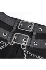 Black Irregular Double Belt Tassels Men's Gothic Skirt - Product - 9