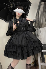 Black [Cross of Merit] Multi-Layered Bowknot Lace Gothic Lolita Jsk Dress - Product - 4