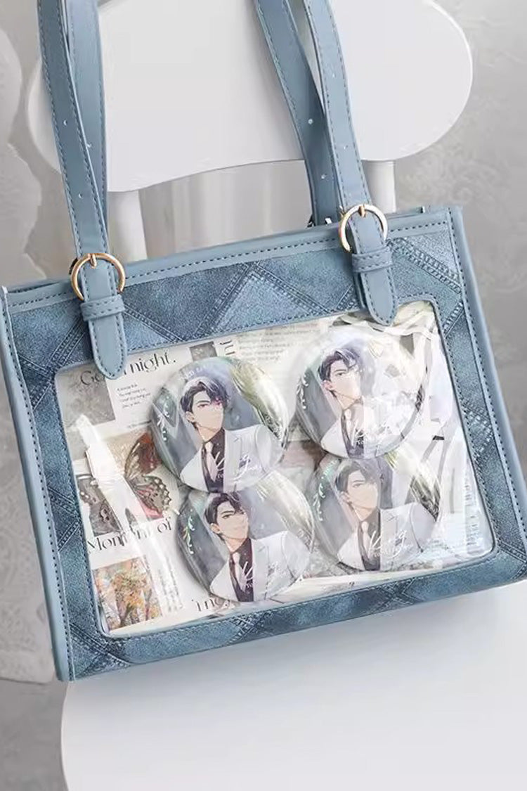 Diamond Print Sweet Japanese Lolita Shoulder Itabag 4 Colors - Blue - 1