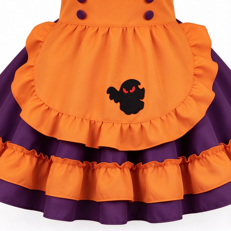 Purple Orange Lace Tiered Lolita Jumper Dress with Ghost - view 3