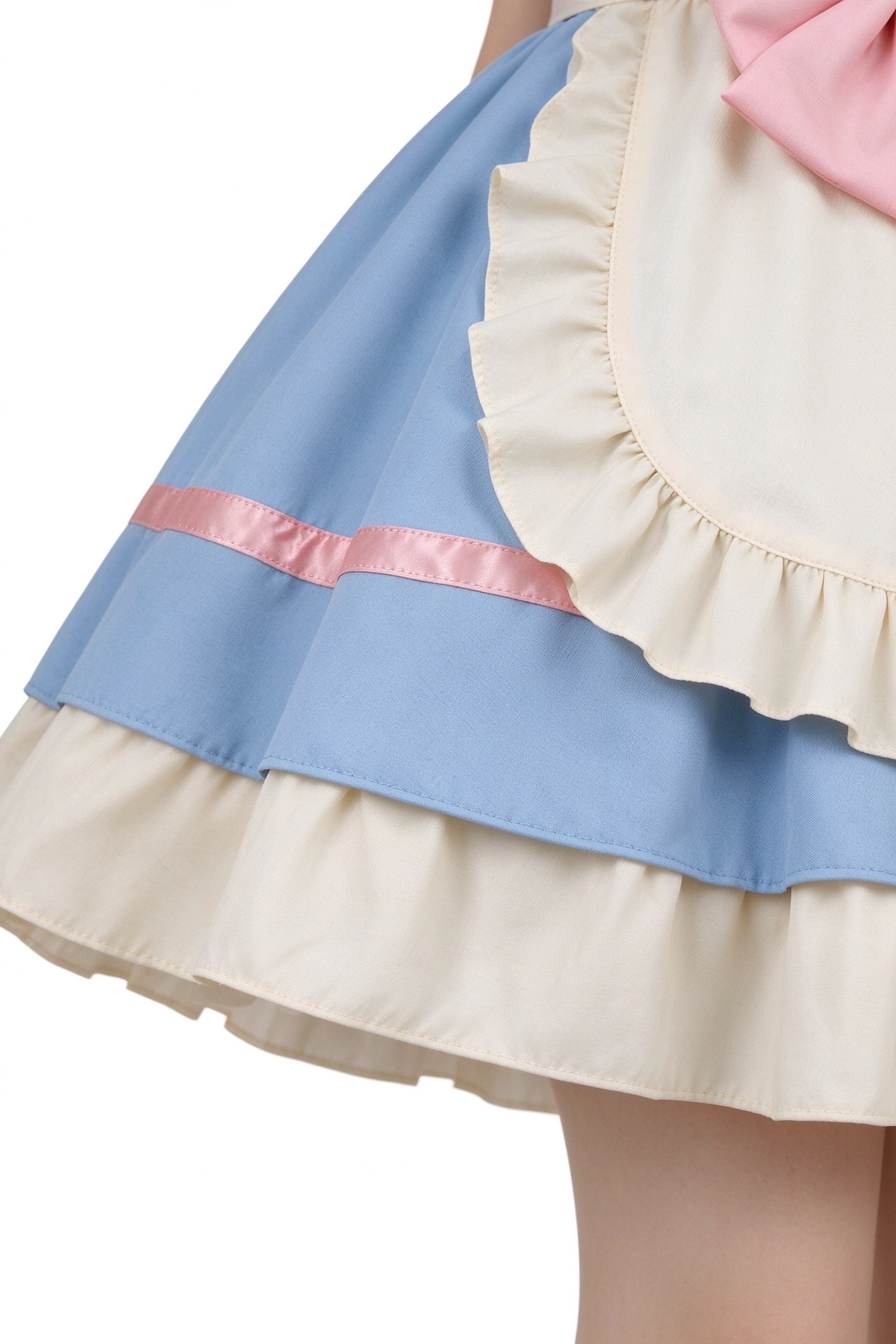 Blue and Beige Lace Cat Paw Maid Lolita Jumper Dress with Bow - view 4