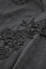 Black V Collar Long Trumpet Sleeves Lace Sheer Women's Gothic Kimono High Low Long Dress - Product - 13