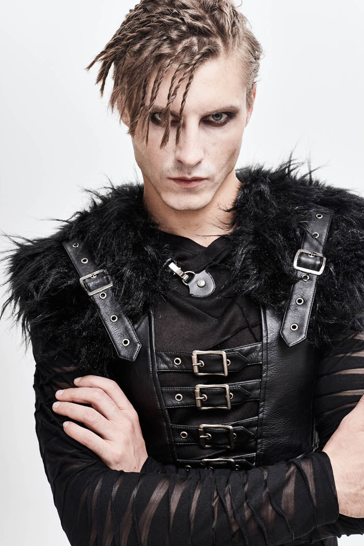 Black Lace-Up Mens Steampunk Vest - Product - 2