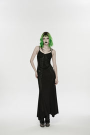 Black Lace-Up Buckled Eyelet Women's Punk Jsk Dress - Black - 5