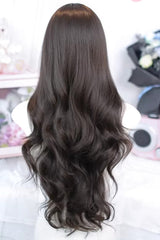 Black Tea Brown Long Curly Wig Light Wispy Bangs Sweet Lolita Style - Product - 4