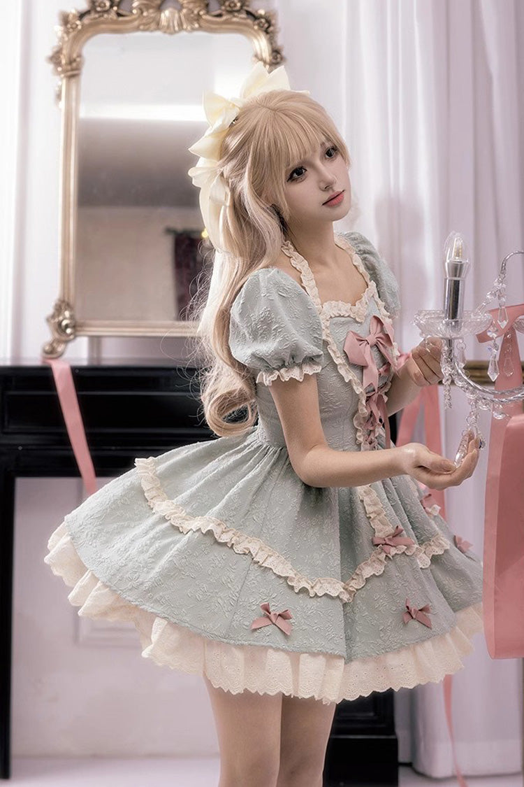 Heart-Beating Love Song Short Sleeves Ruffle Bowknot Lace-Up Sweet (Dress Only) detail view 2