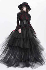 Black Printed Spliced Lace Lace-Up Slim Zippered Women's Gothic Palace Corset - Product - 3