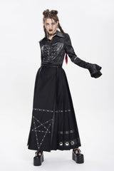 Black Eyelets Rivets Pentacle Horse-face Women's Punk Skirt - Product - 5
