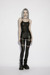 Black Off Shoulder Spliced Slim Mesh Eyelet Women's Punk Cool Corset - Product - 7