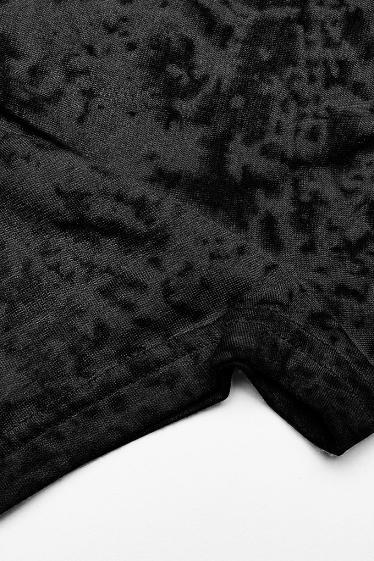 Black Abstract Print Hooded Women's Punk T-Shirt - Product - 7