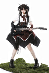 Black/Red [Soul Mantra] Plaid Print Irregular Sweet Lolita Strap Dress - Product - 5