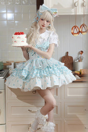 Blue Miku Sleeveless Triple-Layered Print Bowknot Sweet (Dress Only) front view