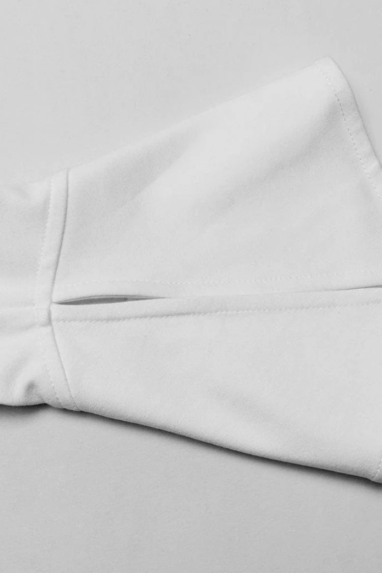 White Bat Collar Long Trumpet Sleeves Slim Womens Gothic Blouse - Product - 9