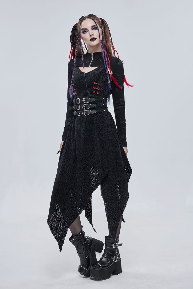 Black Bone Printed Strappy Zipper Women's Gothic Cape - Product - 5