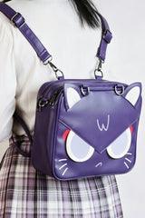 Purple Cartoon Cat Sweet Lolita Convertible Backpack/Crossbody Ita Bag - Product - 4