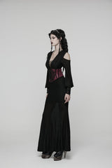 Red Lace Floral  Lace-Up Slim Side Zippered Women's Gothic Corset - Product - 3