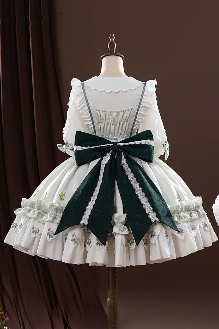 Light Green [Identity V] Gardener Valentine's Day Jacquard Ruffled Lace-Up Classic Cosplay Lolita Dress Set - Product - 4