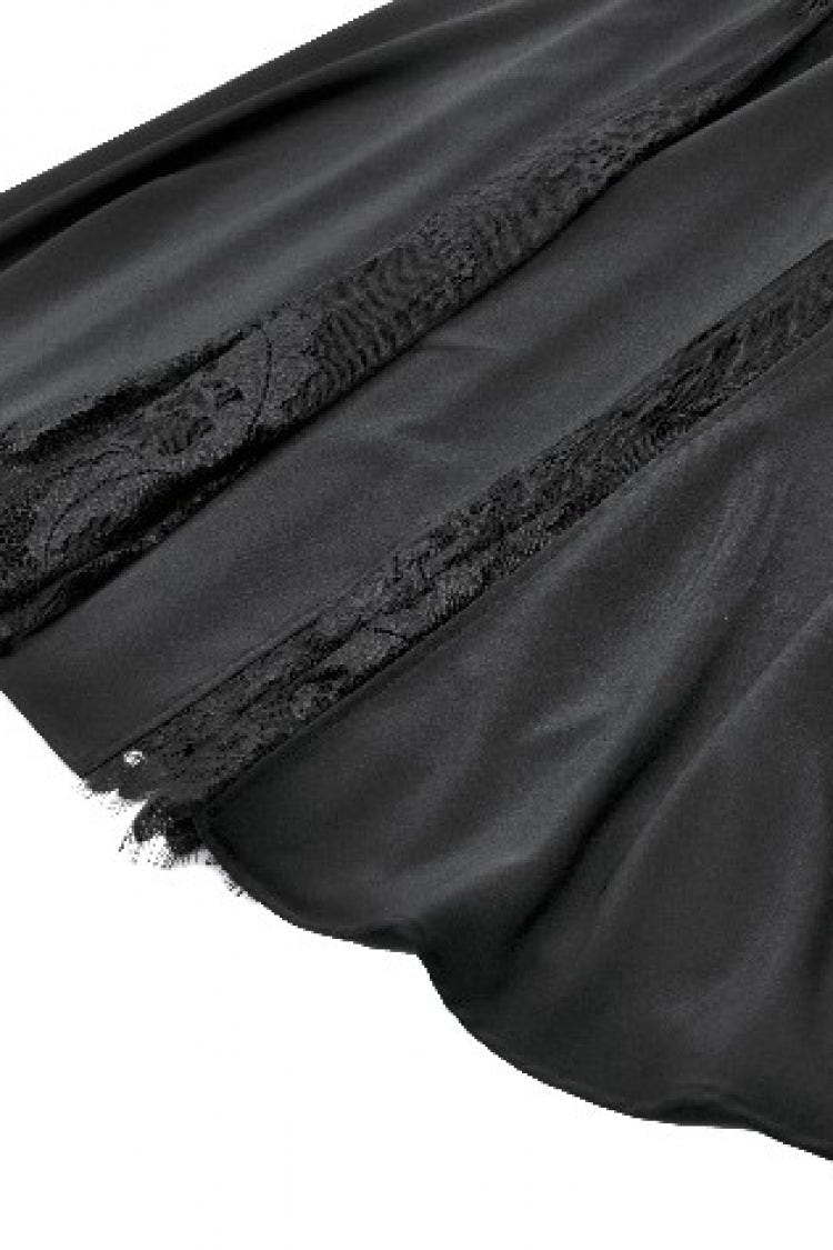 Black High Waisted Floral Printed Lace Mesh Women's Gothic Elegant Long Skirt - Product - 17