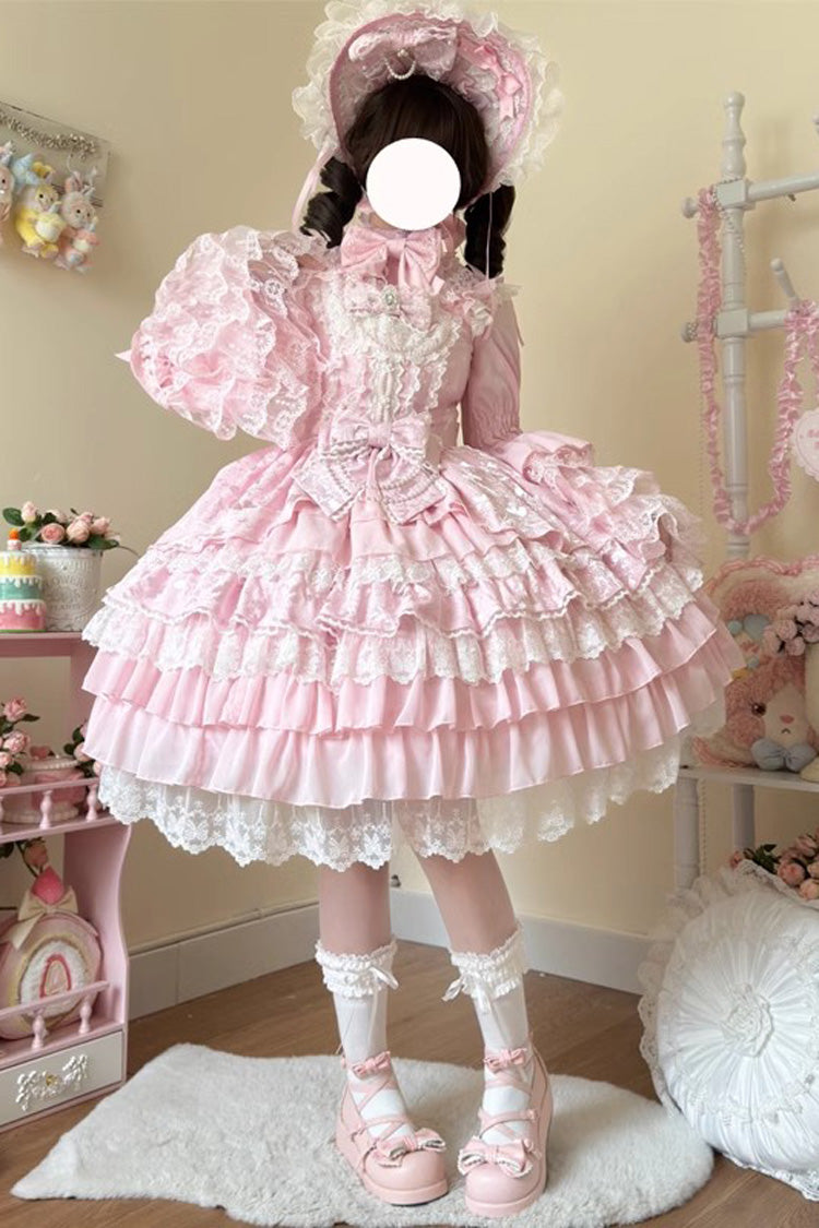 [Love Feather] Multi-Layered Hanayome Bowknot Lace Sweet Gorgeous Lolita Jsk Dress 4 Colors - Product - 2