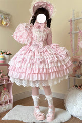 [Love Feather] Multi-Layered Hanayome Bowknot Lace Sweet Gorgeous Lolita Jsk Dress 4 Colors - Product - 2