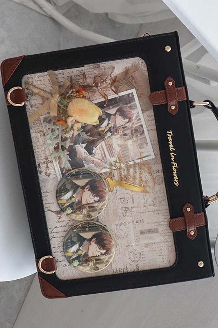 Black Travel Among Flowers College Style Sweet Lolita Handbag - Product - 6