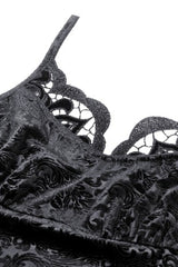 Black Women's Gothic Embossed Velvet Corset Camisole - Product - 12