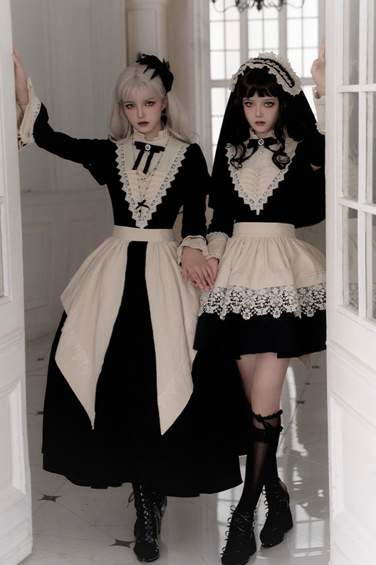 Black [Letters and Poems·Nocturne] Nun Long Sleeves Ruffle Gothic Lolita Long Dress - Product - 10