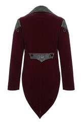 Red Vintage Embroidered Fake Two Pieces Gothic Mens Coat - Product - 6
