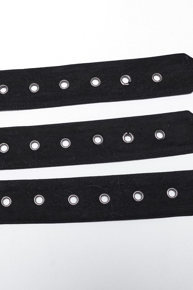 Black Skull Eyelets Buckle Men's Punk Belt - Product - 7