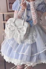 Sweet Bowknot Lace Zipper Japanese Lolita Handbag 3 Colors - White - 1