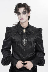 Black Printed Ruffled Bow Lace Men's Gothic Luxurious Royal Neckwear - Product - 5