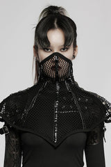 Black Leather Stitching Ripped Women's Gothic Mask - Black - 1
