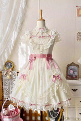 Yellow [Sakura’s Spring Resonance] Sleeveless Ruffled Bow Sweet Lolita Jsk Dress (Short Version) - Product - 7