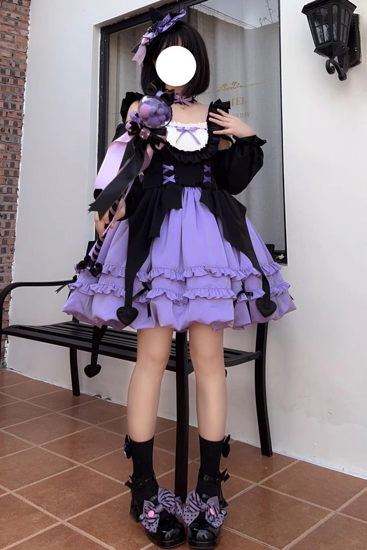 Purple Halloween Starry Night Witch Multi-layer Ruffle Sweet Lolita Jsk Dress - Purple - 1