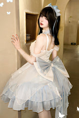 [Swan Lake] Multi-Layered Ruffle Bowknot Gothic Princess Lolita Jsk Dress 2 Colors - Product - 6