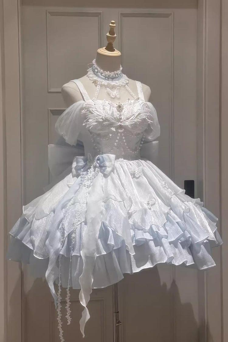 [Swan Lake] Multi-Layered Ruffle Bowknot Gothic Princess Lolita Jsk Dress 2 Colors - Product - 3