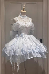 [Swan Lake] Multi-Layered Ruffle Bowknot Gothic Princess Lolita Jsk Dress 2 Colors - Product - 3