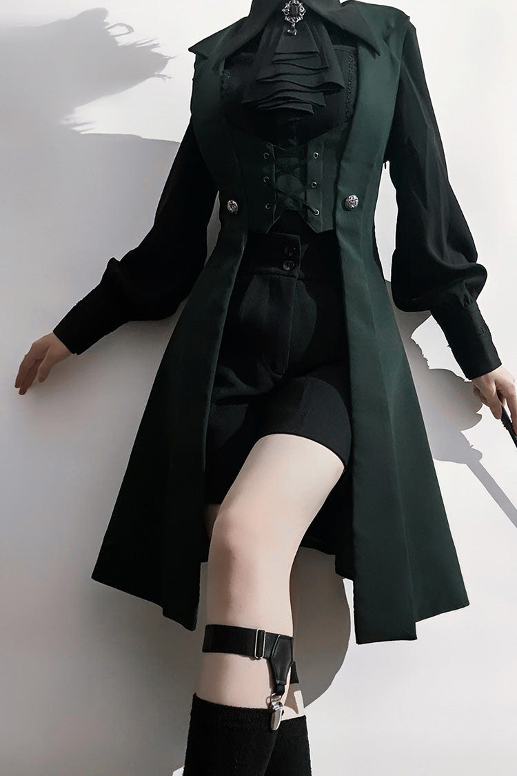 グリーン レースアップ スリム ゴシック ヴィンテージ Handsome 王子系ロリータ ベスト 商品画像