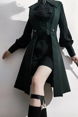 Green Lace-Up Slim Gothic Vintage Handsome Ouji Lolita Vest - Product - 11