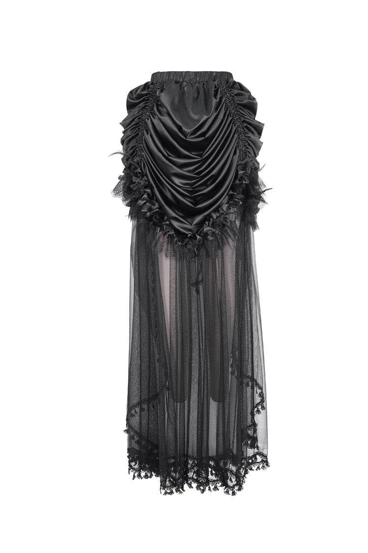 Black Multi-layer Stitching Lace Womens Gothic Skirt - Product - 9