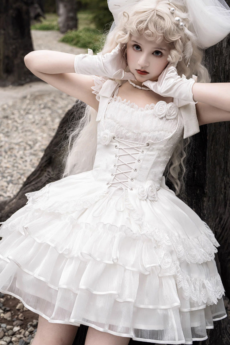 White Rose Multi-layer Gothic Lolita Jsk Dress - Product - 5