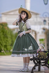 Multi-Color Doll Collar Embroidered Short Sleeves Classic Lolita Dress - Product - 4