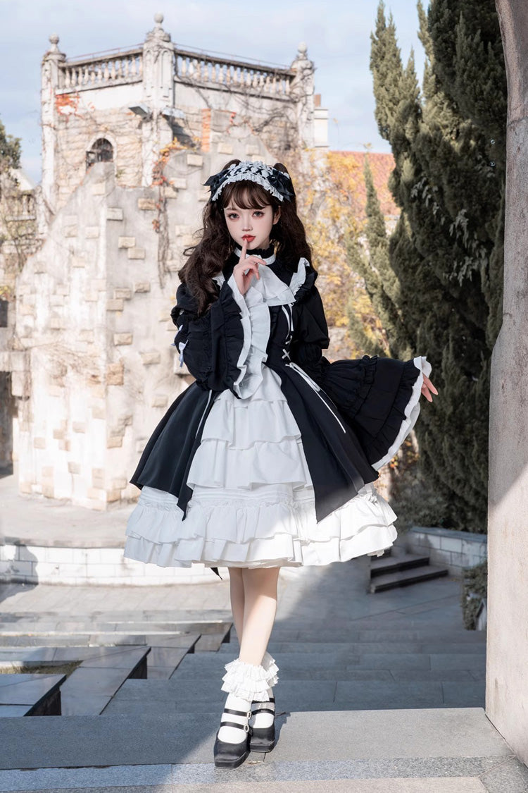 Black/White Night Gem Dark Magic Detachable Sleeves Cardigan Gothic Lolita Dress - Product - 7