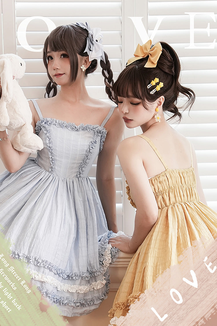 [Buji Island] Sleeveless Ruffle Bowknot Sweet Lolita Jsk Dress 4 Colors - Product - 11