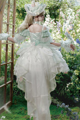 Green [Tulip and Wind Chime] Multi-Layered Ruffle Bowknot Lace Sweet Gorgeous Lolita Jsk Dress - Product - 9