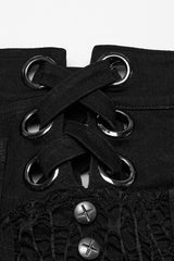 Black Studded Ripped Straps Women's Punk Shorts - Product - 6
